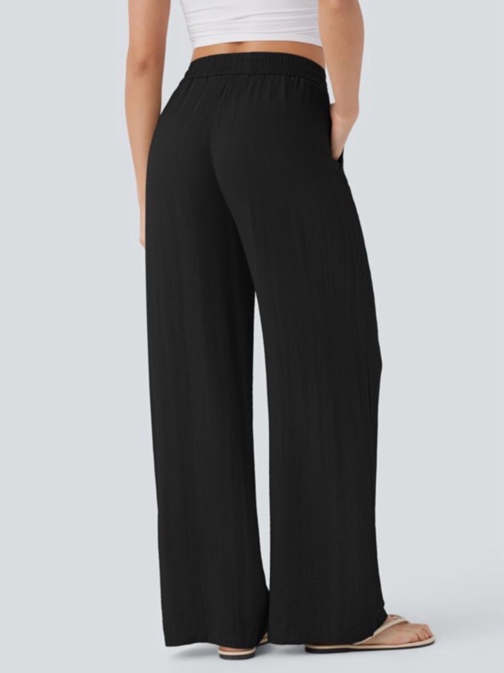 HALARA Black Wide-Leg Drawstring Pants - Picture 2 of 7